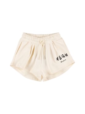 MSGM: 棉质短裤 - 米黄色 - kids-girls_0 | Luisa Via Roma