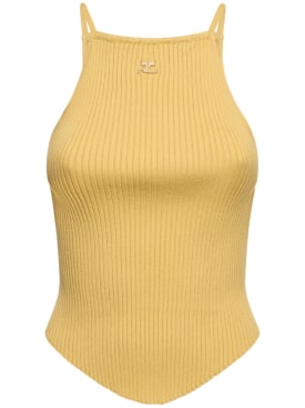 Courreges: Holistic rib knit viscose blend tank top - Yellow - women_0 | Luisa Via Roma
