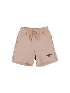 MSGM: Cotton sweat shorts - Beige - kids-boys_0 | Luisa Via Roma