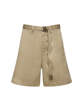 Sacai: Cotton chino shorts - Beige - men_0 | Luisa Via Roma