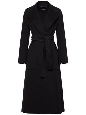 'S Max Mara: Paolore belted wool long coat - Black - women_0 | Luisa Via Roma