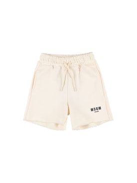 MSGM: Shorts in felpa di cotone - Bianco - kids-boys_0 | Luisa Via Roma
