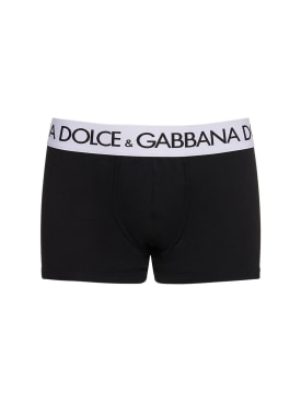 Dolce&Gabbana: Boxer en coton à logo - Noir - men_0 | Luisa Via Roma