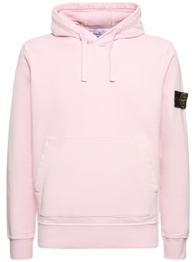 Stone Island: Brushed cotton hooded sweatshirt - Pink - men_0 | Luisa Via Roma