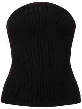 Khaite: Jericho strapless knitted viscose top - Black - women_0 | Luisa Via Roma