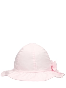 Il Gufo: Cotton poplin hat w/bow - Pink - kids-girls_0 | Luisa Via Roma