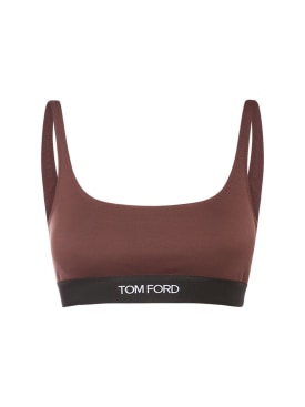 Tom Ford: BH-Shirt aus Modal mit Logo - Dunkelrot - women_0 | Luisa Via Roma