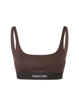 Tom Ford: Top in lycra con logo - Marrone - women_0 | Luisa Via Roma
