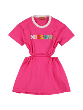 Missoni: Cotton jersey logo dress - Fuchsia - kids-girls_0 | Luisa Via Roma
