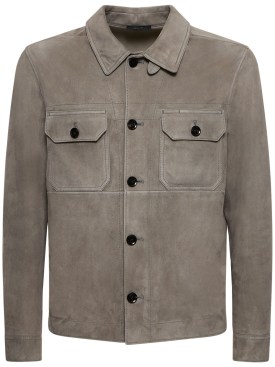 Tom Ford: Lightweight suede outershirt - Grey - men_0 | Luisa Via Roma