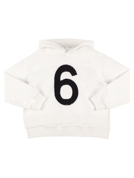 MM6 Maison Margiela: Sweatshirt aus Baumwolle mit Logo - Weiß - kids-girls_0 | Luisa Via Roma