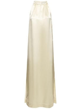 Loulou Studio: Morene silk blend halter neck long dress - White - women_0 | Luisa Via Roma