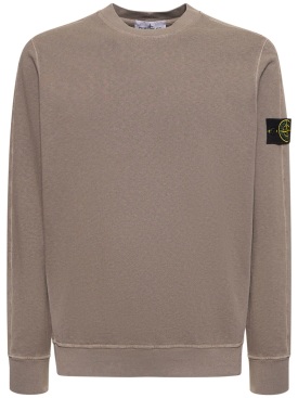 Stone Island: Brushed cotton sweatshirt - Dove Grey - men_0 | Luisa Via Roma
