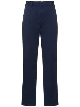 ASPESI: Pantalones de popelina de algodón - Azul Marino - women_0 | Luisa Via Roma