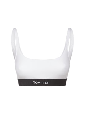 Tom Ford: Signature logo lycra bra top - White - women_0 | Luisa Via Roma