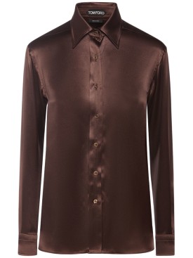Tom Ford: Fluid silk charmeuse shirt - Brown - women_0 | Luisa Via Roma
