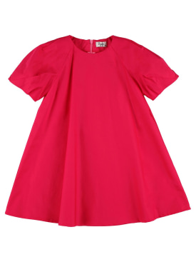 Il Gufo: Cotton poplin short sleeve dress - Red - kids-girls_0 | Luisa Via Roma