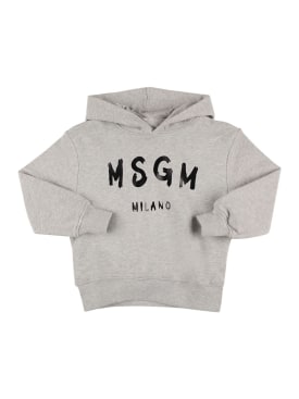 MSGM: Sweatshirt mit Kapuze und Druck - Grau - kids-girls_0 | Luisa Via Roma