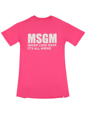 MSGM: Cotton jersey dress - Fuchsia - kids-girls_0 | Luisa Via Roma