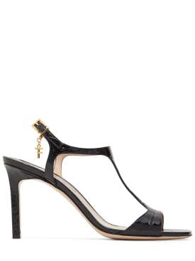 Tom Ford: 85mm Angelina croc embossed sandals - Black - women_0 | Luisa Via Roma