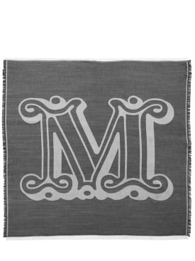 Max Mara: Doroty maxi monogram jacquard silk scarf - Grey - women_0 | Luisa Via Roma