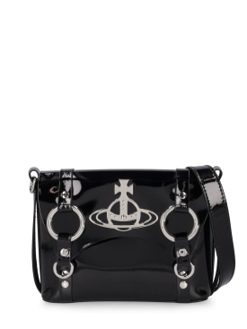 Vivienne Westwood: Kim patent leather crossbody bag - Black - women_0 | Luisa Via Roma