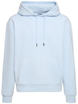 Jacquemus: Le Sweatshirt Brode cotton hoodie - Light Blue - men_0 | Luisa Via Roma
