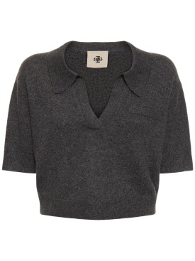 The Garment: Piemonte cropped cashmere top - Heather Grey - women_0 | Luisa Via Roma