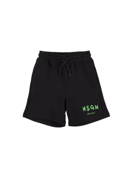 MSGM: 棉质短裤 - 黑色 - kids-boys_0 | Luisa Via Roma
