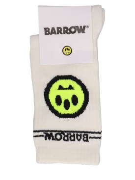 Barrow: Logo cotton blend ribbed socks - White - kids-boys_0 | Luisa Via Roma