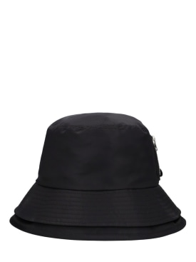 Sacai: Double brim nylon twill bucket hat - Black - men_0 | Luisa Via Roma