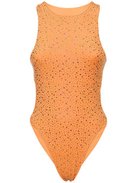 Leslie Amon: Dua embellished bodysuit - Orange - women_0 | Luisa Via Roma