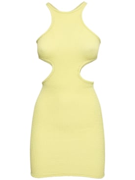Reina Olga: Ele cut out crinkle stretch mini dress - Yellow - women_0 | Luisa Via Roma