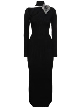 Giuseppe Di Morabito: Cotton knitted long dress - Black - women_0 | Luisa Via Roma