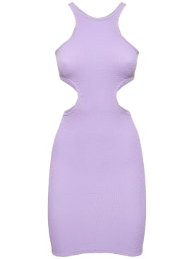 Reina Olga: Ele cut out crinkle stretch mini dress - Lilac - women_0 | Luisa Via Roma