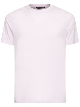 Tom Ford: Camiseta de lyocell y algodón - Pale Lilac - men_0 | Luisa Via Roma