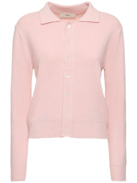 Dunst: Unisex polo knit cardigan - Light Pink - women_0 | Luisa Via Roma