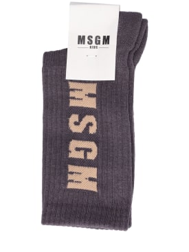 MSGM: Cotton blend knit socks - Taupe - kids-boys_0 | Luisa Via Roma
