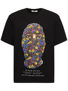 Ih Nom Uh Nit: T-Shirt mit mehrfarbiger Blumenmaske - Schwarz - men_0 | Luisa Via Roma