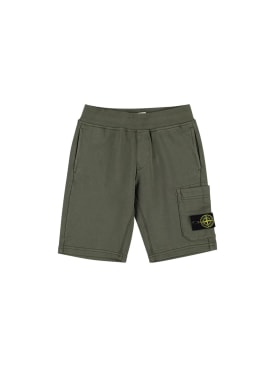 Stone Island: Cotton sweat shorts - Dark Green - kids-boys_0 | Luisa Via Roma