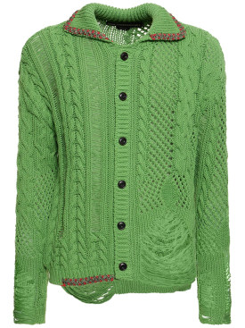 Andersson Bell: Sauvage cotton knit cardigan - Green - men_0 | Luisa Via Roma