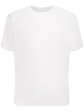 Lardini: T-shirt en soie et coton - Blanc - men_0 | Luisa Via Roma