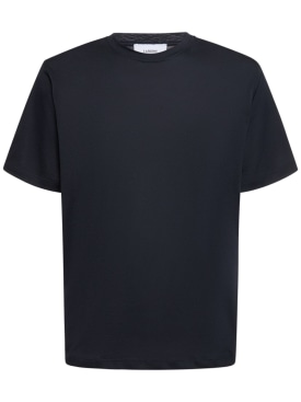 Lardini: T-Shirt aus Seide und Baumwolle - Blau - men_0 | Luisa Via Roma