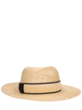 Borsalino: Romy straw hat w/ bow - Naturale/Nero - women_0 | Luisa Via Roma