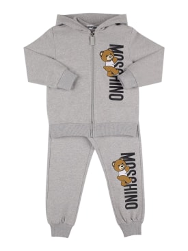 Moschino: Cotton hooded sweatshirt & sweatpants - Grey - kids-boys_0 | Luisa Via Roma
