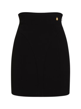 Balmain: High waist viscose crepe mini skirt - Black - women_0 | Luisa Via Roma