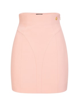 Balmain: Minifalda de viscosa crepé con cintura alta - Rosa - women_0 | Luisa Via Roma