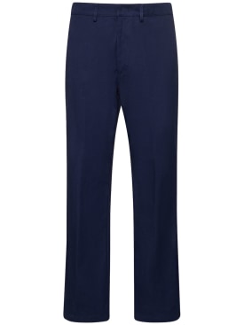 Bally: Straight leg cotton chino pants - Navy - men_0 | Luisa Via Roma
