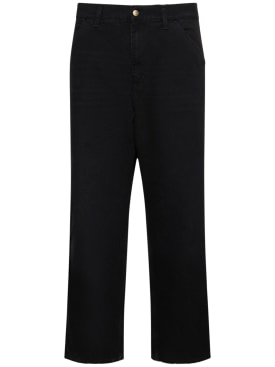 Carhartt WIP: Pantalones de algodón orgánico - Black Aged Canv - men_0 | Luisa Via Roma