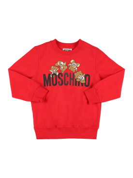 Moschino: Cotton crewneck sweatshirt - Red - kids-girls_0 | Luisa Via Roma
